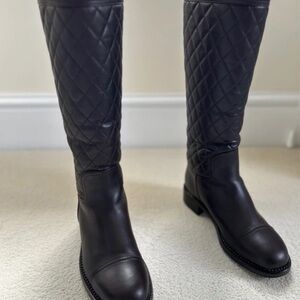 CHANEL Black Quilted Ankle Boots